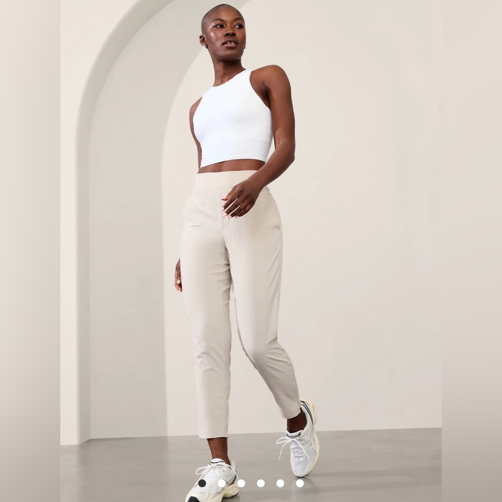Athleta Slim Crop Ankle Pants in Light Beige